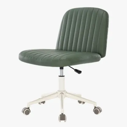Simple White Leather Swivel Office Chair Image - 9
