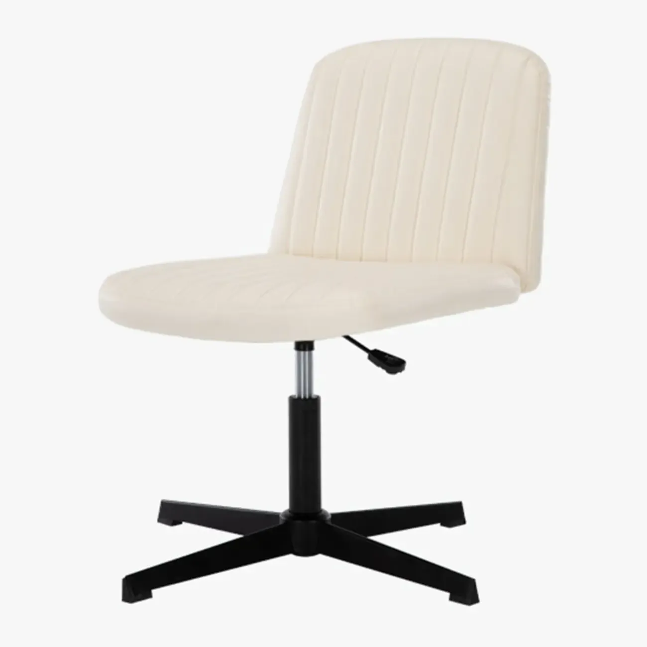 Simple White Leather Swivel Office Chair Image - 10