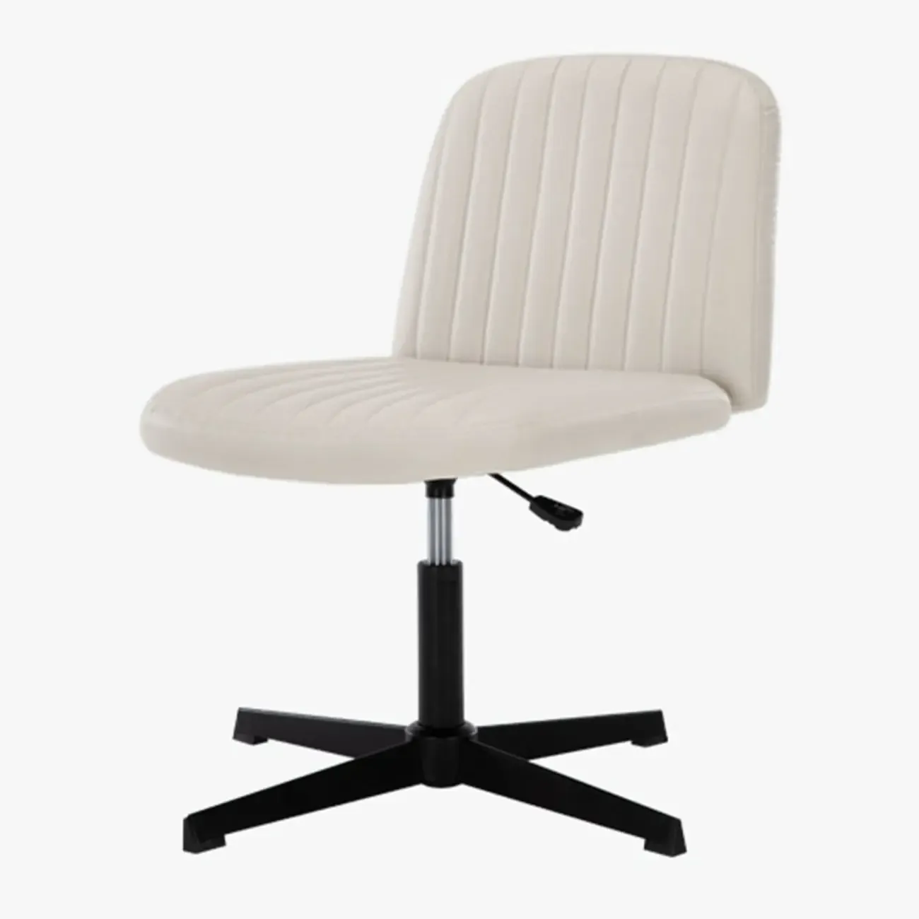 Simple White Leather Swivel Office Chair Image - 11