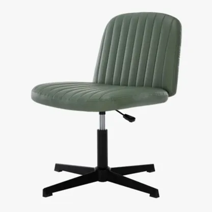Simple White Leather Swivel Office Chair Image - 12