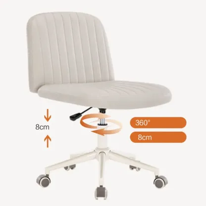 Simple White Leather Swivel Office Chair Image - 16