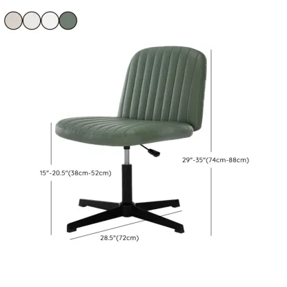 Simple White Leather Swivel Office Chair Image - 18