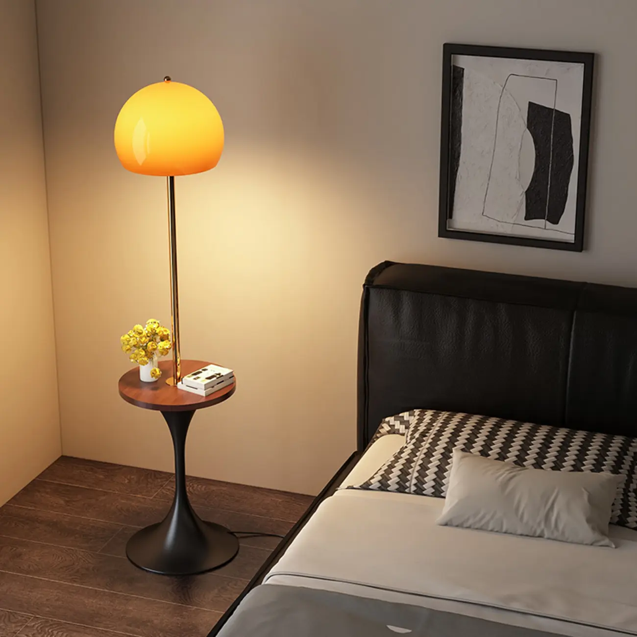 Elegant Modern Metal Globe Floor Lamp With Storage Shelf Image - 1 | homeyfad