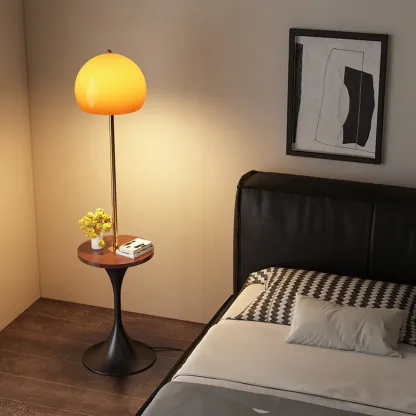 Elegant Modern Metal Globe Floor Lamp With Storage Shelf Image - 1