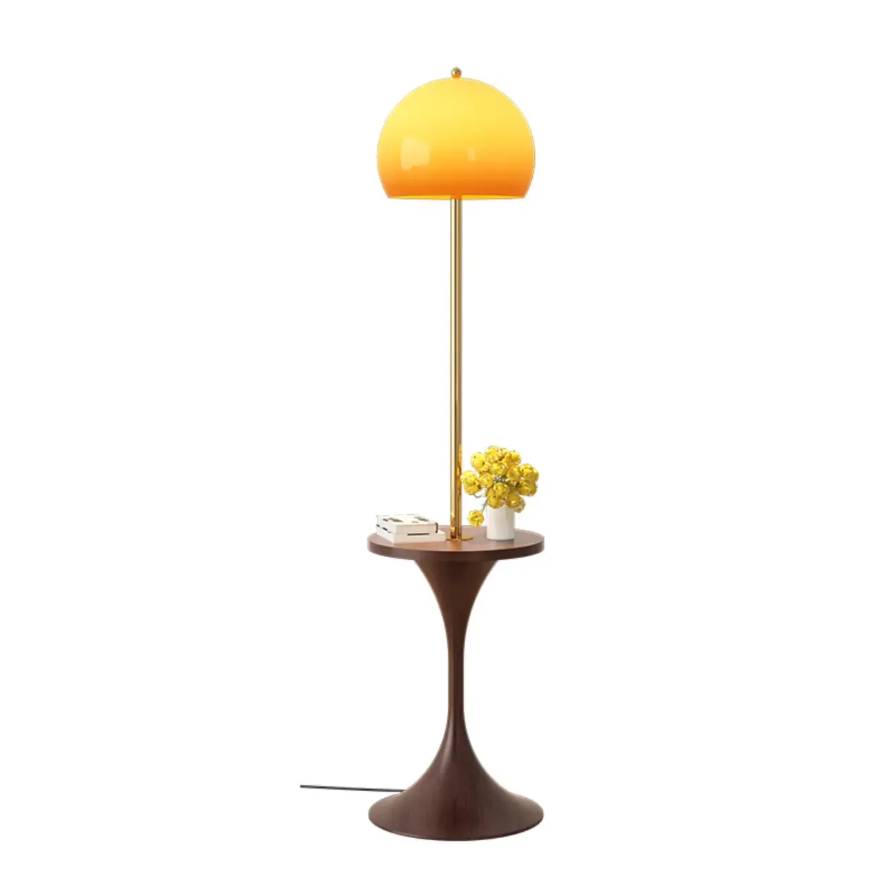 Elegant Modern Metal Globe Floor Lamp With Storage Shelf Image - 5
