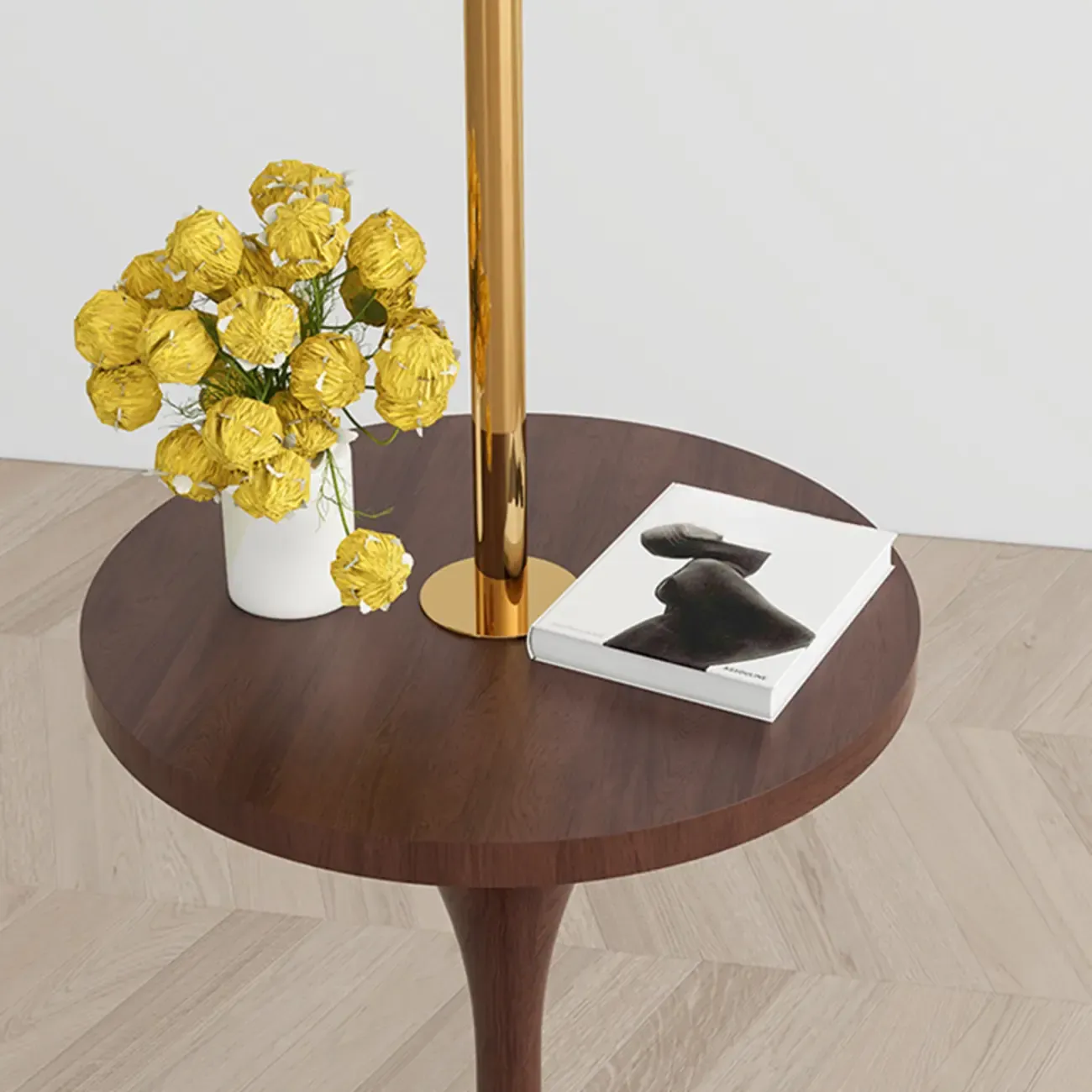 Elegant Modern Metal Globe Floor Lamp With Storage Shelf Image - 9