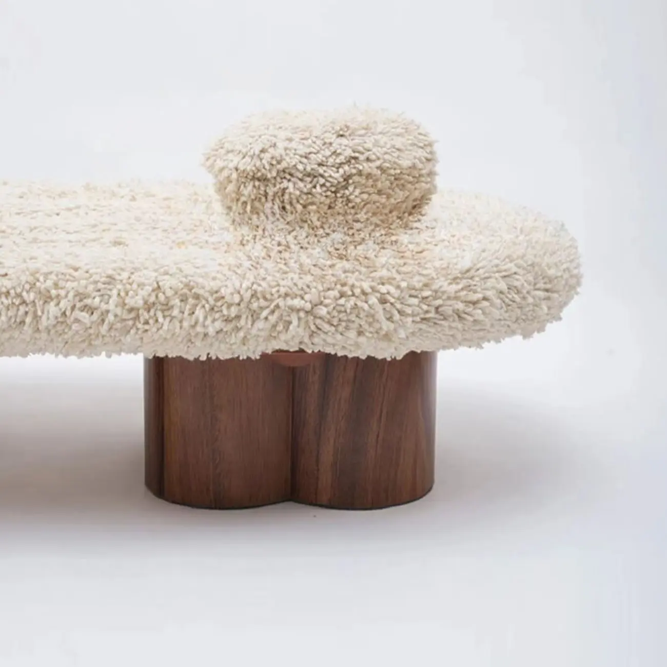 Beige Bouclé Upholstered Bedroom Bench With Arms Image - 7 | homeyfad