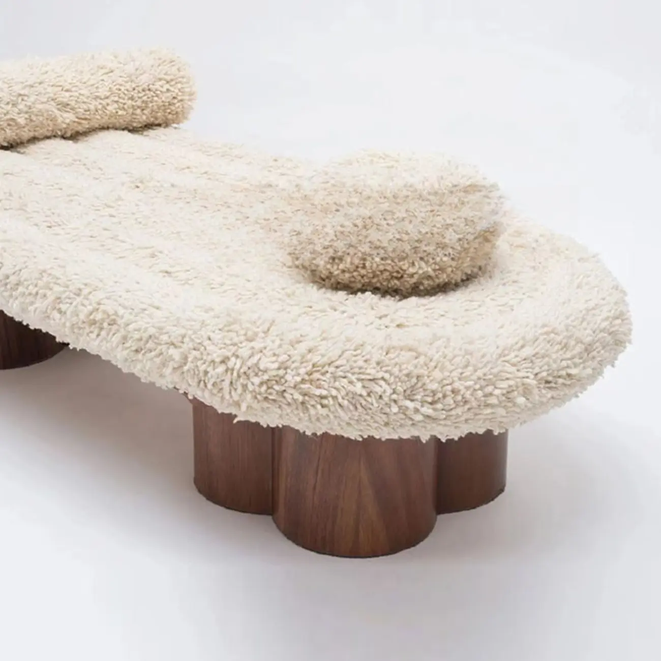 Beige Bouclé Upholstered Bedroom Bench With Arms Image - 8 | homeyfad