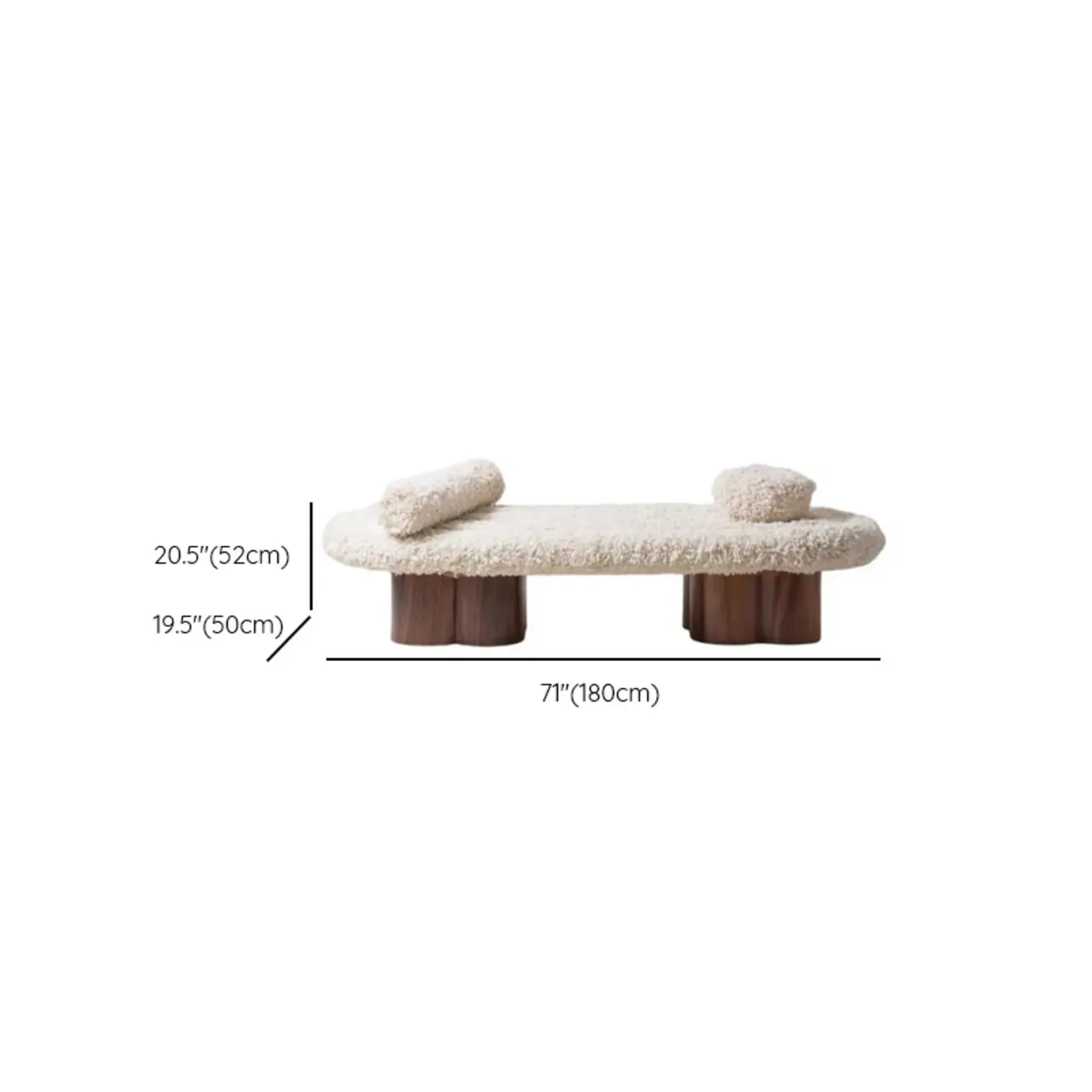 Beige Bouclé Upholstered Bedroom Bench With Arms Image - 11 | homeyfad
