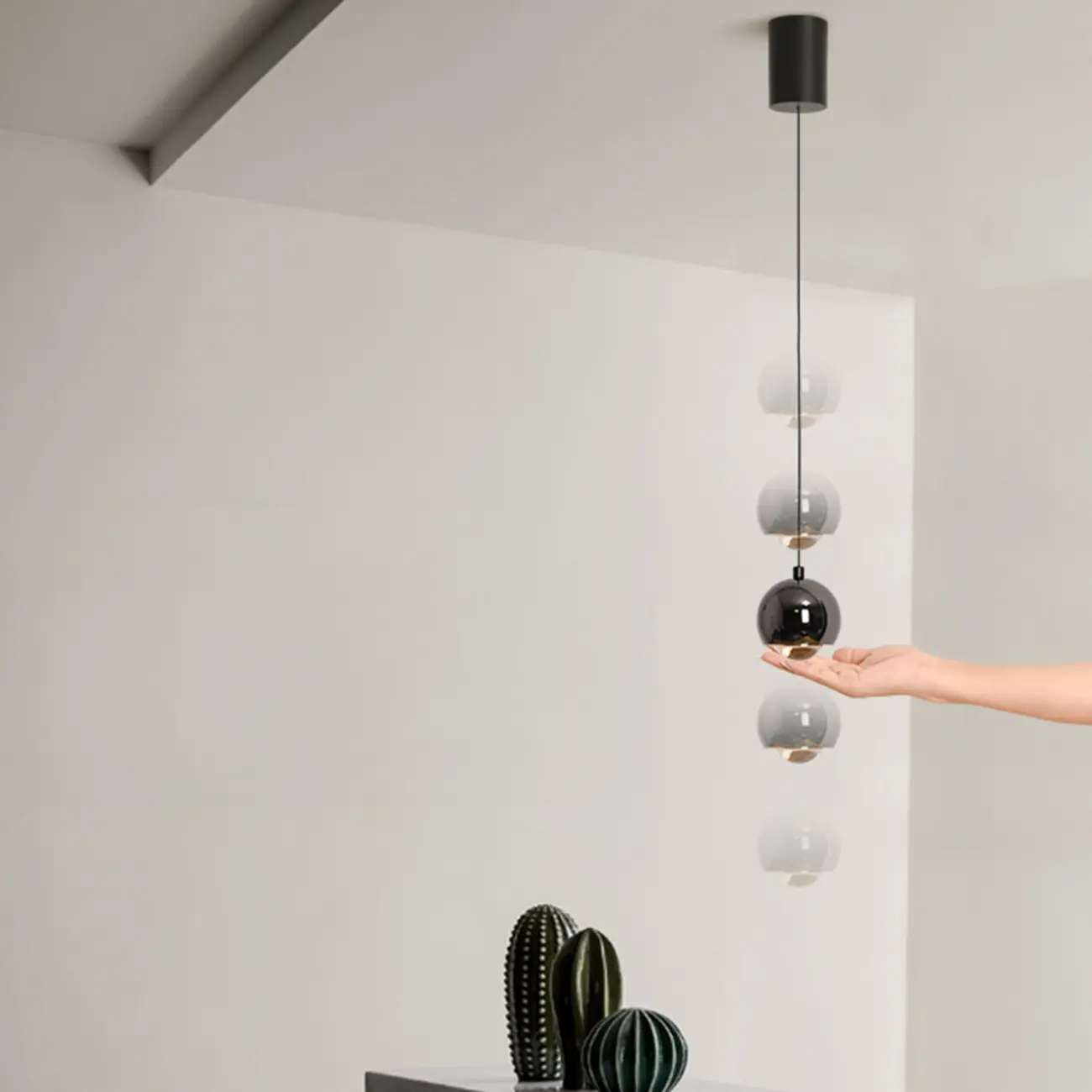 Liftable Globe Metal Pendant Light Fixture for Living Room  Image - 2 | homeyfad