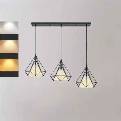 Modern Ferruginous 3-Light Metal Geometric Kitchen Pendant Image - 2