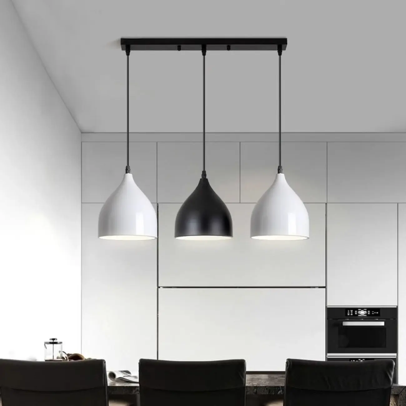 Modern Ferruginous 3-Light Metal Geometric Kitchen Pendant Image - 6 | homeyfad