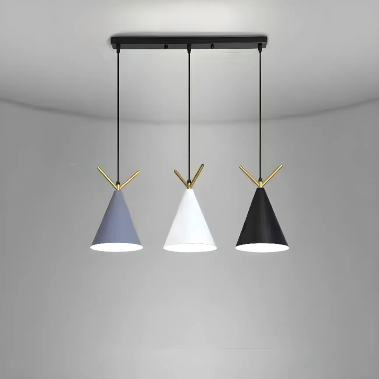 Modern Ferruginous 3-Light Metal Geometric Kitchen Pendant Image - 7 | homeyfad