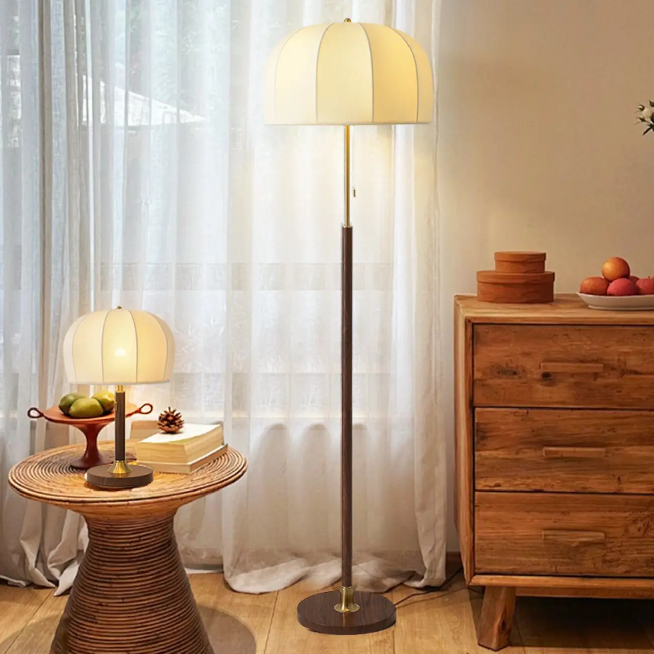 Traditional LED Dome Floor Lamp with Pull Chain for Living Room  Image - 2 | homeyfad