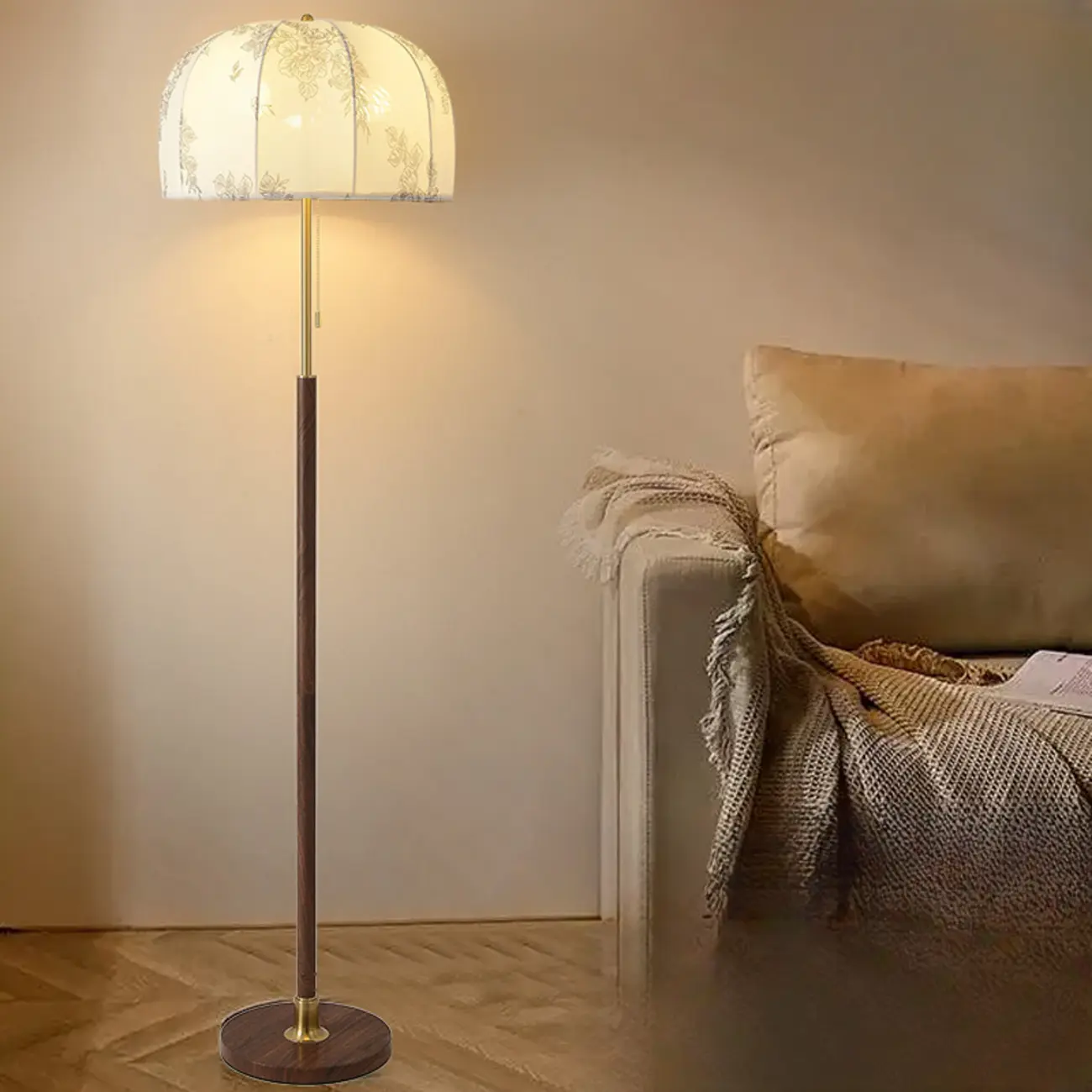 Traditional LED Dome Floor Lamp with Pull Chain for Living Room  Image - 3 | homeyfad