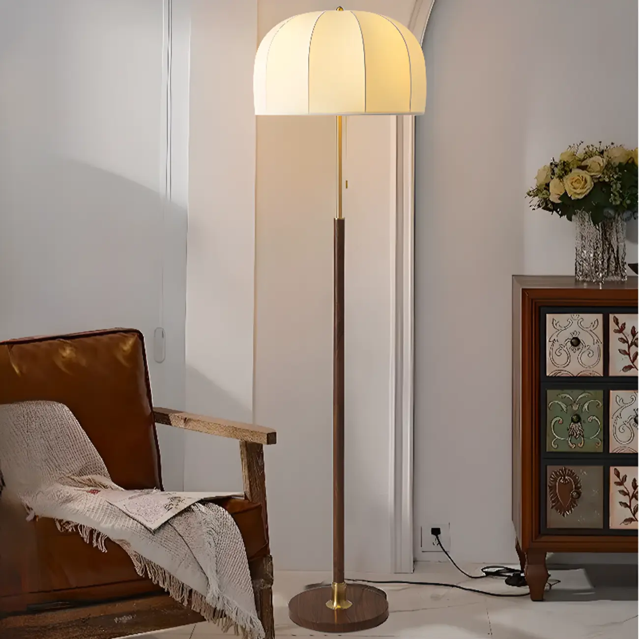 Traditional LED Dome Floor Lamp with Pull Chain for Living Room  Image - 4 | homeyfad