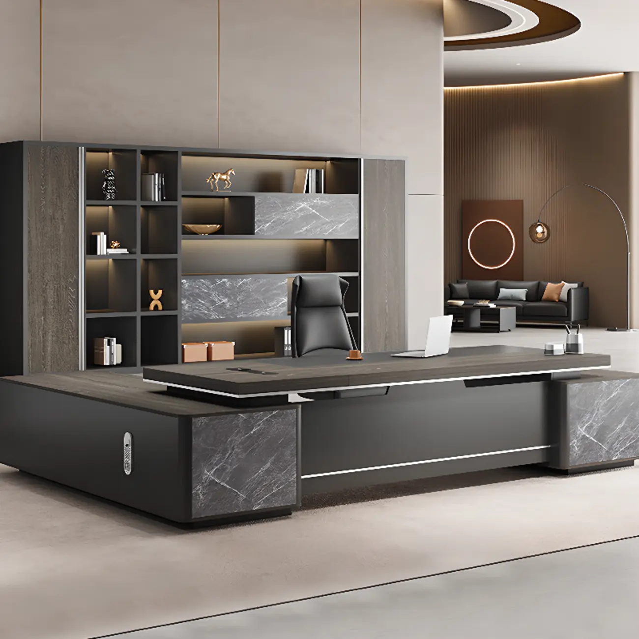 Large Modern Black Wooden Executive Office Desk Image - 1 | homeyfad