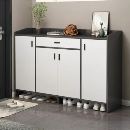 Large Wood Shoe Storage Grey for Entryway Image - 5