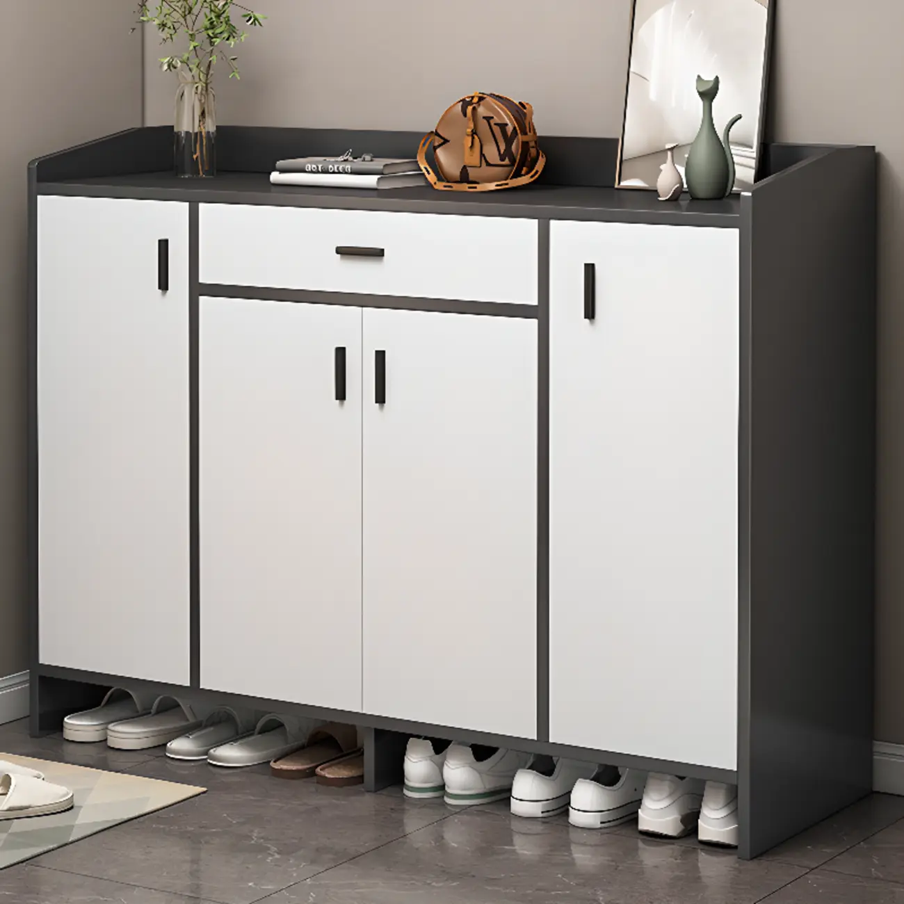 Large Wood Shoe Storage Grey for Entryway Image - 7 | homeyfad