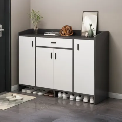 Large Wood Shoe Storage Grey for Entryway Image - 8