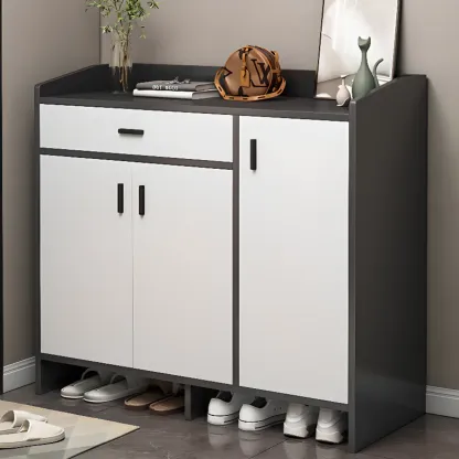 Large Wood Shoe Storage Grey for Entryway Image - 11