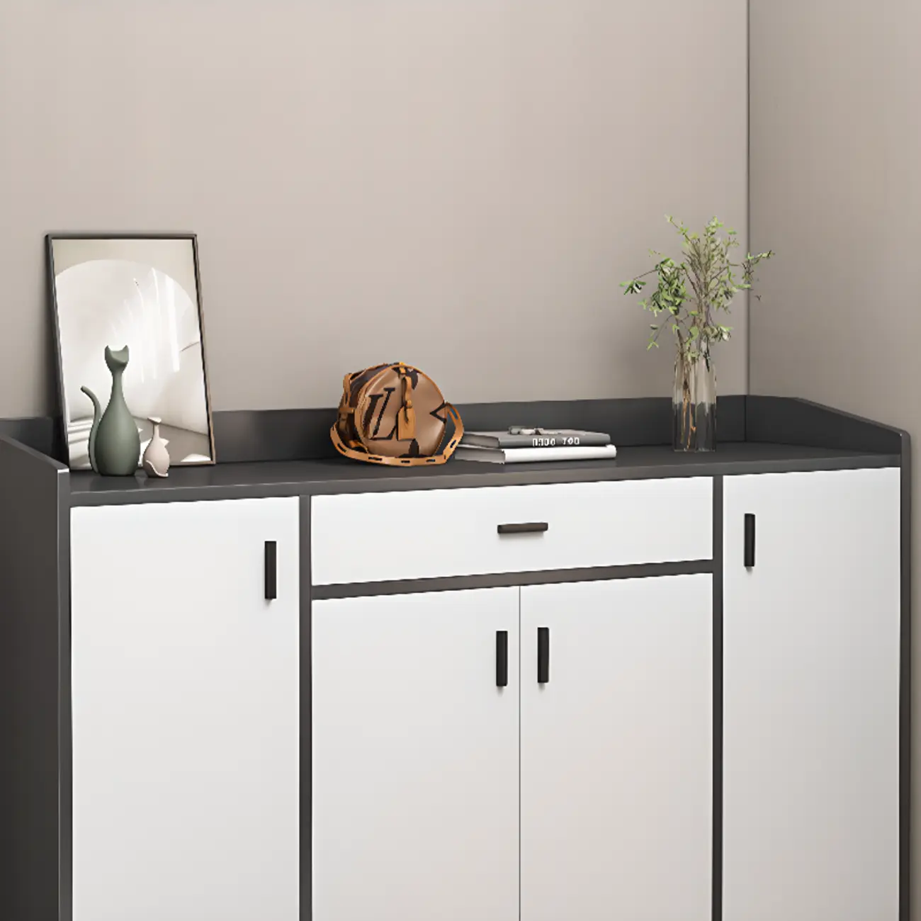 Large Wood Shoe Storage Grey for Entryway Image - 12 | homeyfad