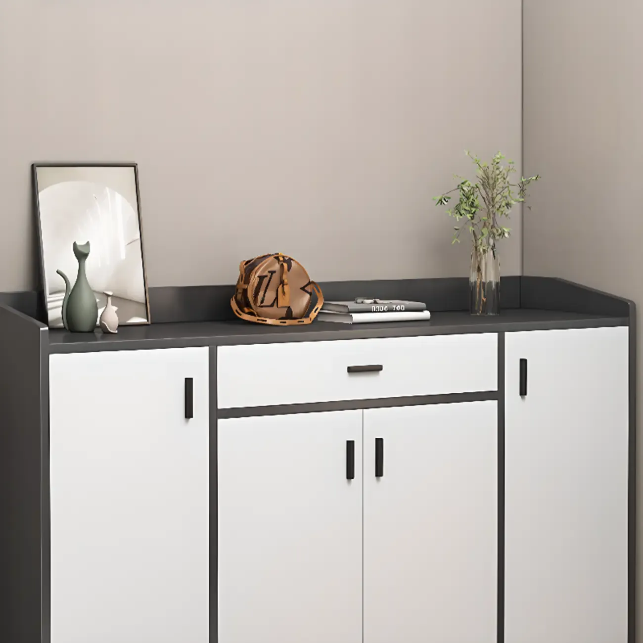 Large Wood Shoe Storage Grey for Entryway Image - 12