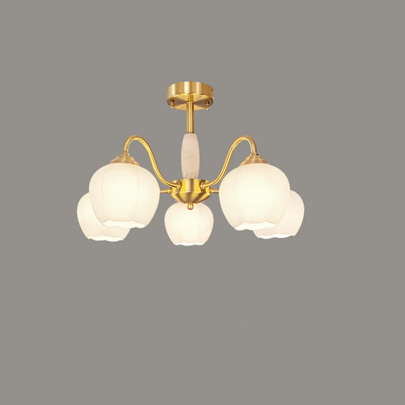 Elegant White Floral Glass Gold Chandelier Image - 7 | homeyfad