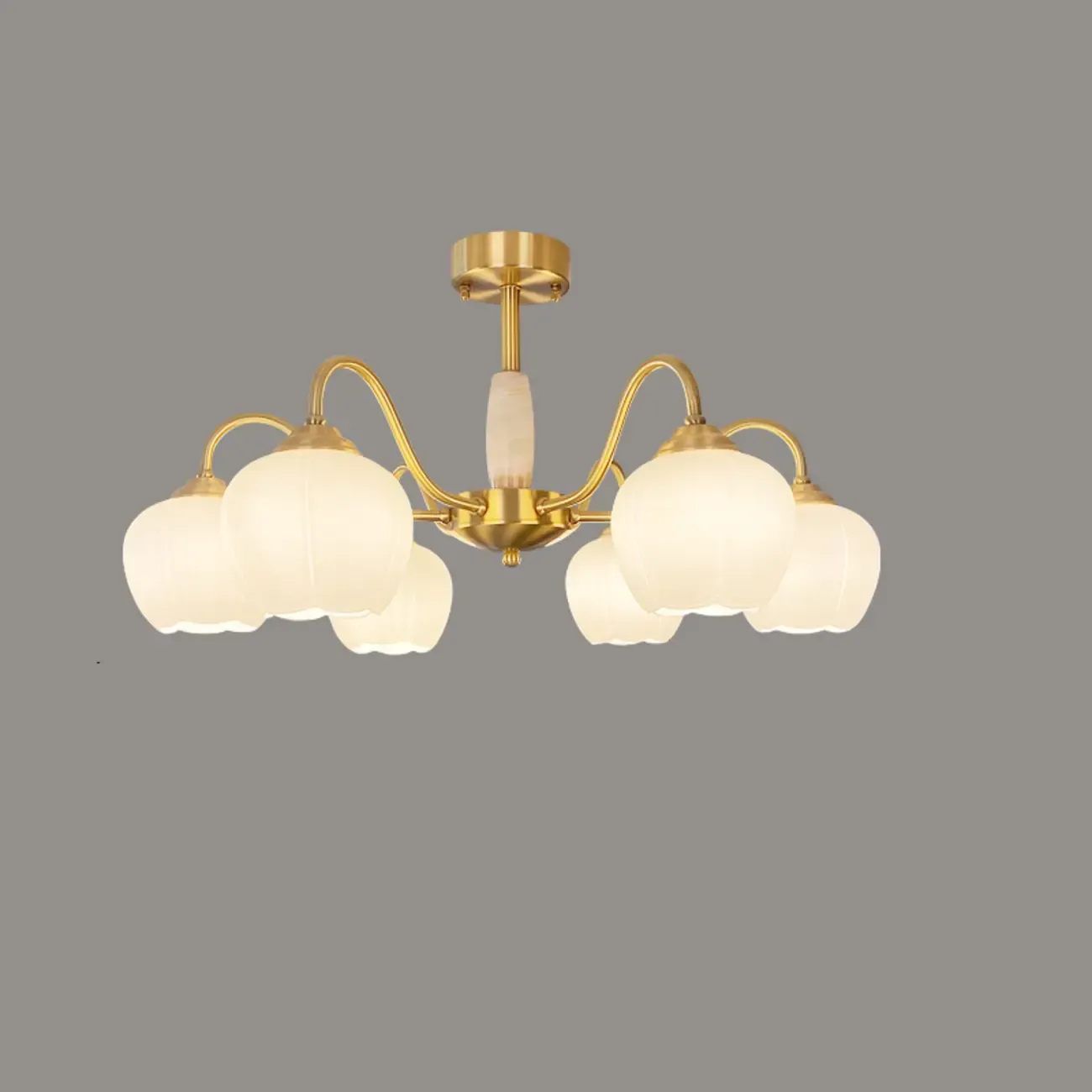 Elegant White Floral Glass Gold Chandelier Image - 8