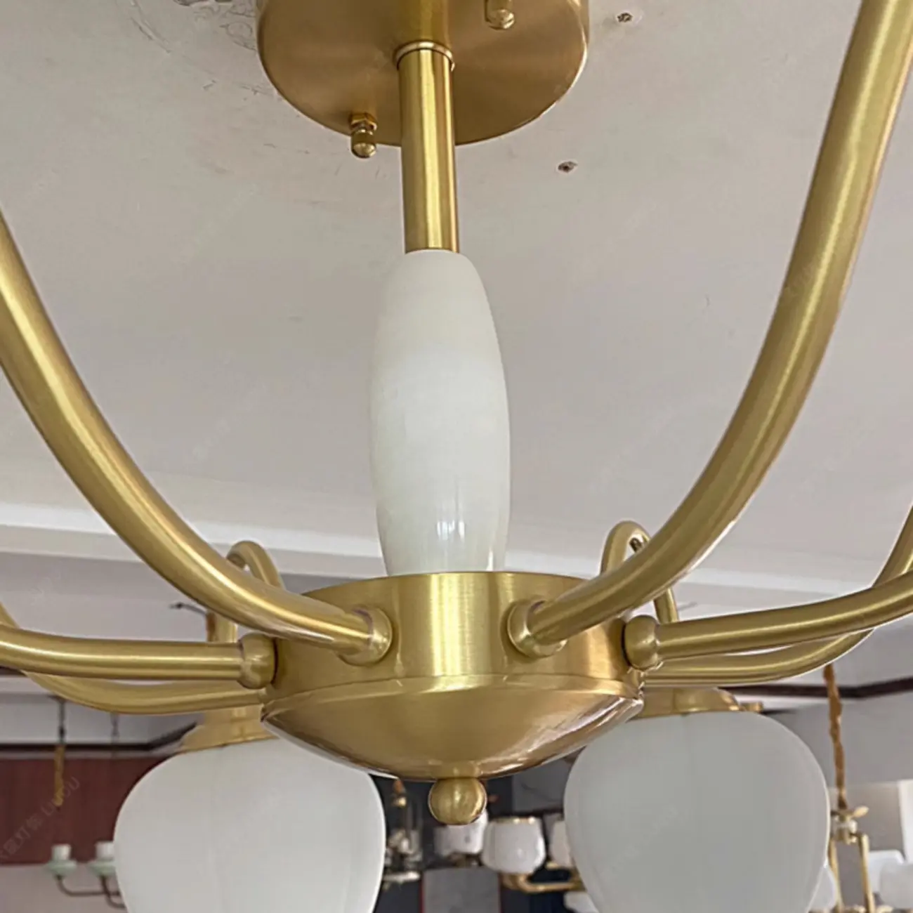 Elegant White Floral Glass Gold Chandelier Image - 3 | homeyfad