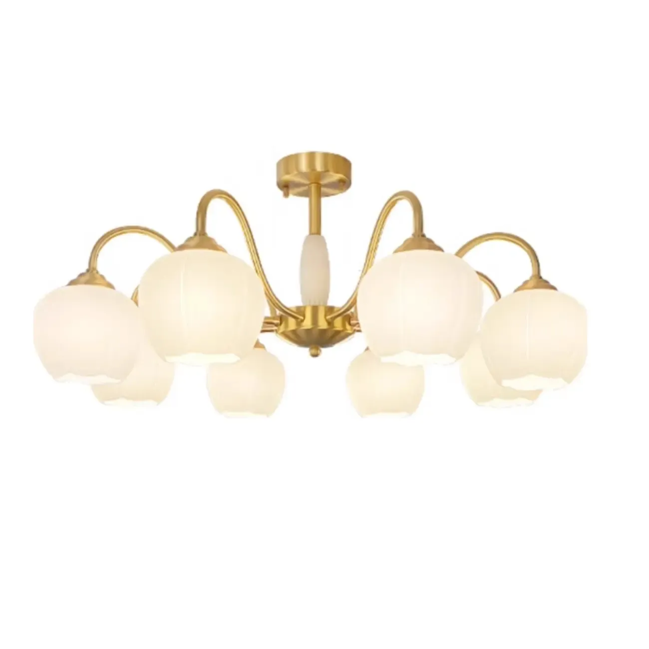 Elegant White Floral Glass Gold Chandelier Image - 9