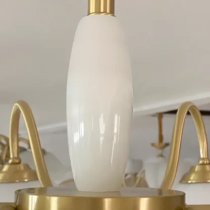 Elegant White Floral Glass Gold Chandelier Image - 5