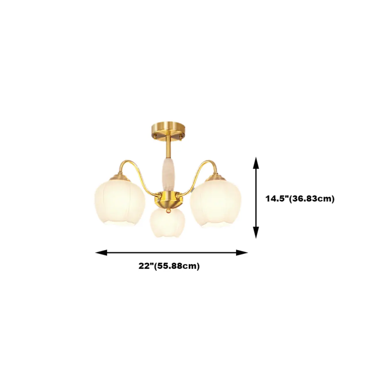 Elegant White Floral Glass Gold Chandelier #size | homeyfad