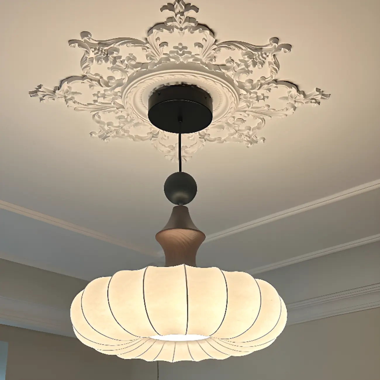 Modern Pendant Wood and Fabric Chandelier for Living Room Image - 1 | homeyfad