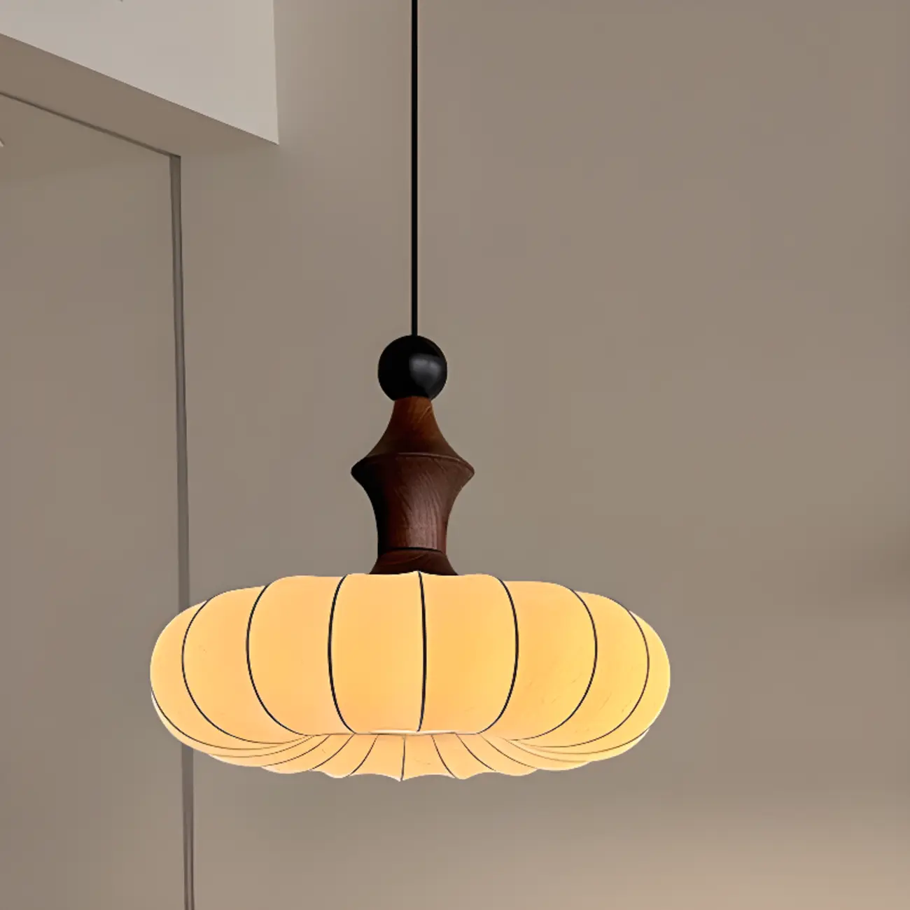 Modern Pendant Wood and Fabric Chandelier for Living Room Image - 5 | homeyfad