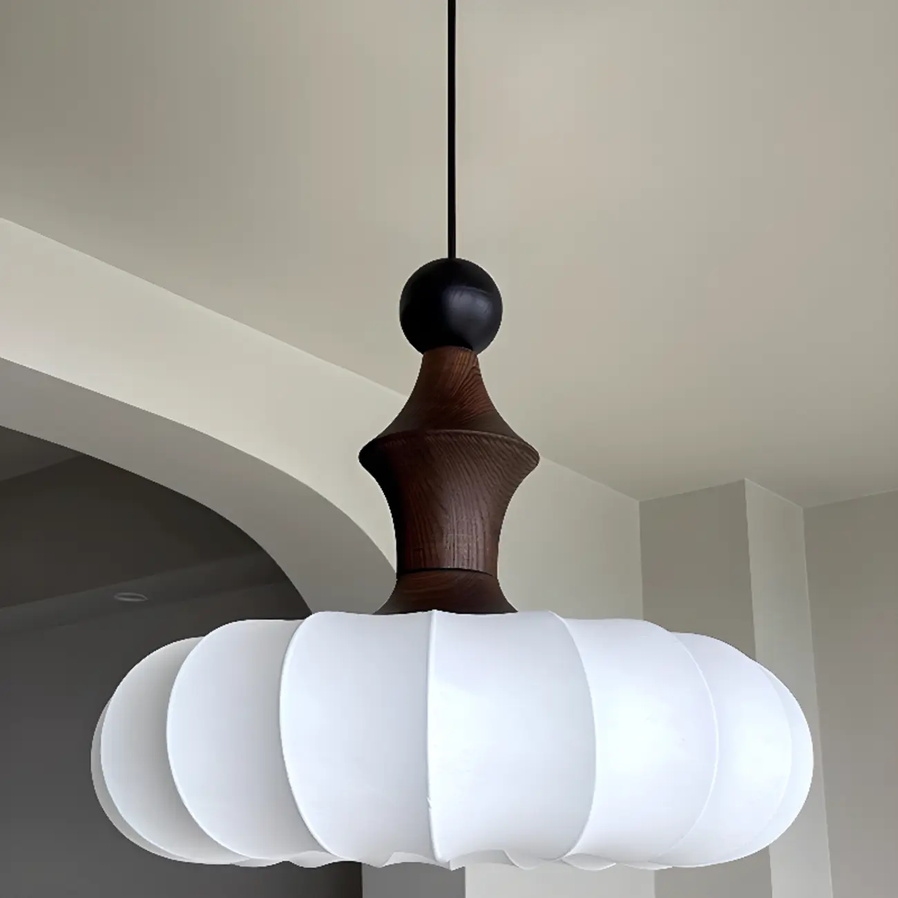 Modern Pendant Wood and Fabric Chandelier for Living Room Image - 4 | homeyfad