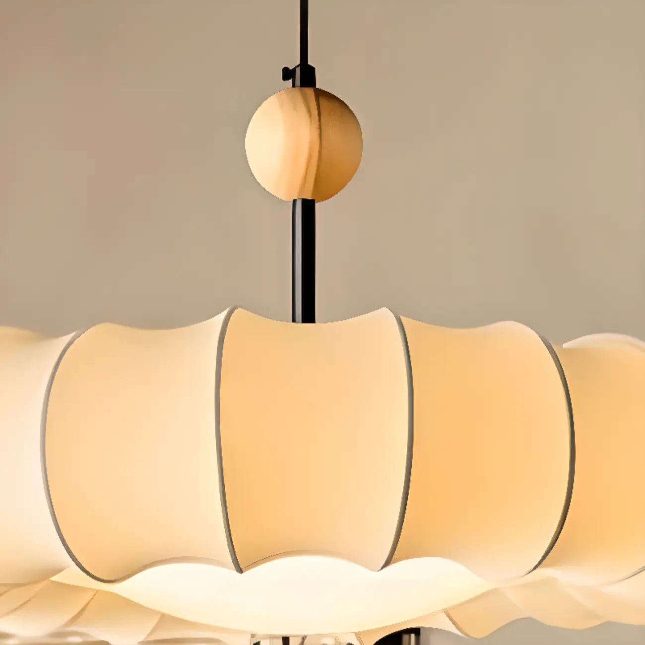 Modern Pendant Wood and Fabric Chandelier for Living Room Image - 6 | homeyfad