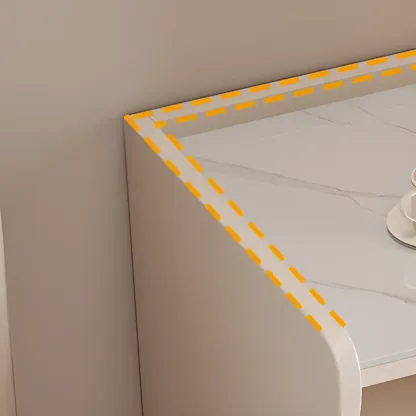 White Wood Faux Marble Open Storage Narrow Nightstand Image - 8