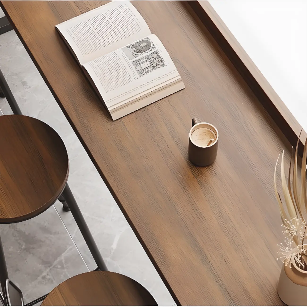 Modern Brown Tray Top Wooden Iron Shelf Bar Tables Image - 6 | homeyfad