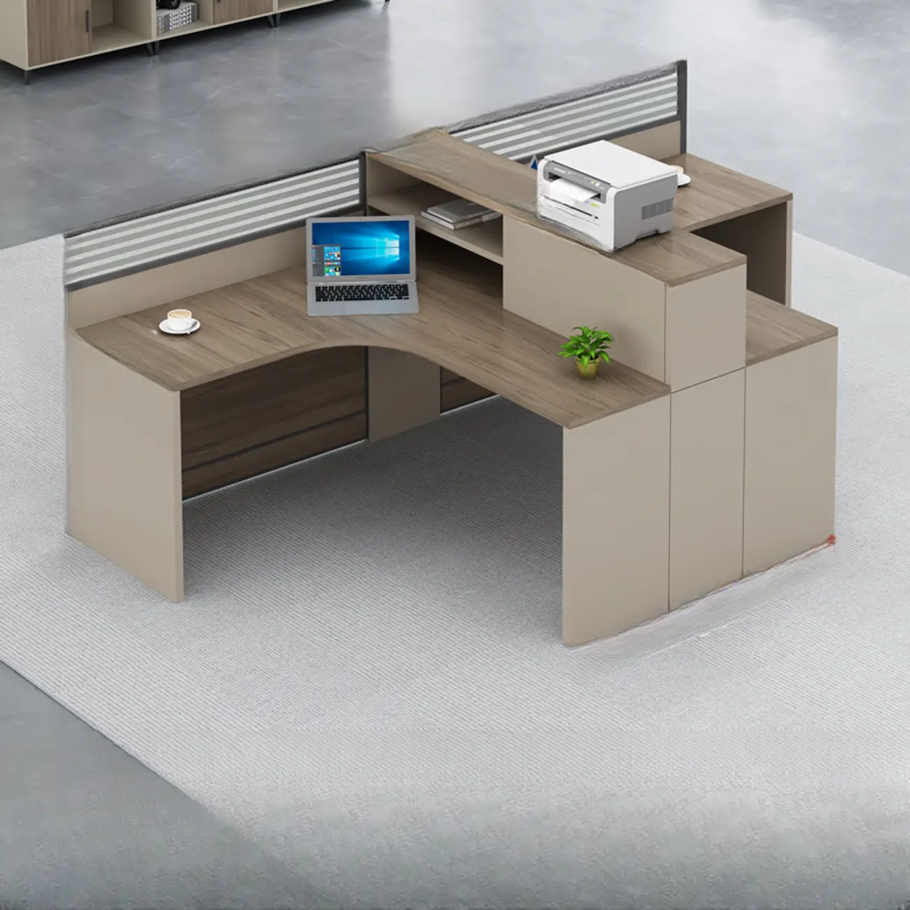 Modern L-Shaped Office Desk with Hutch Storage Image - 1 | homeyfad