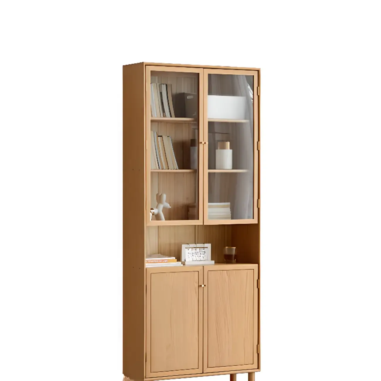 Rectangle Wood Bookcase with Glass Doors for Office Image - 4