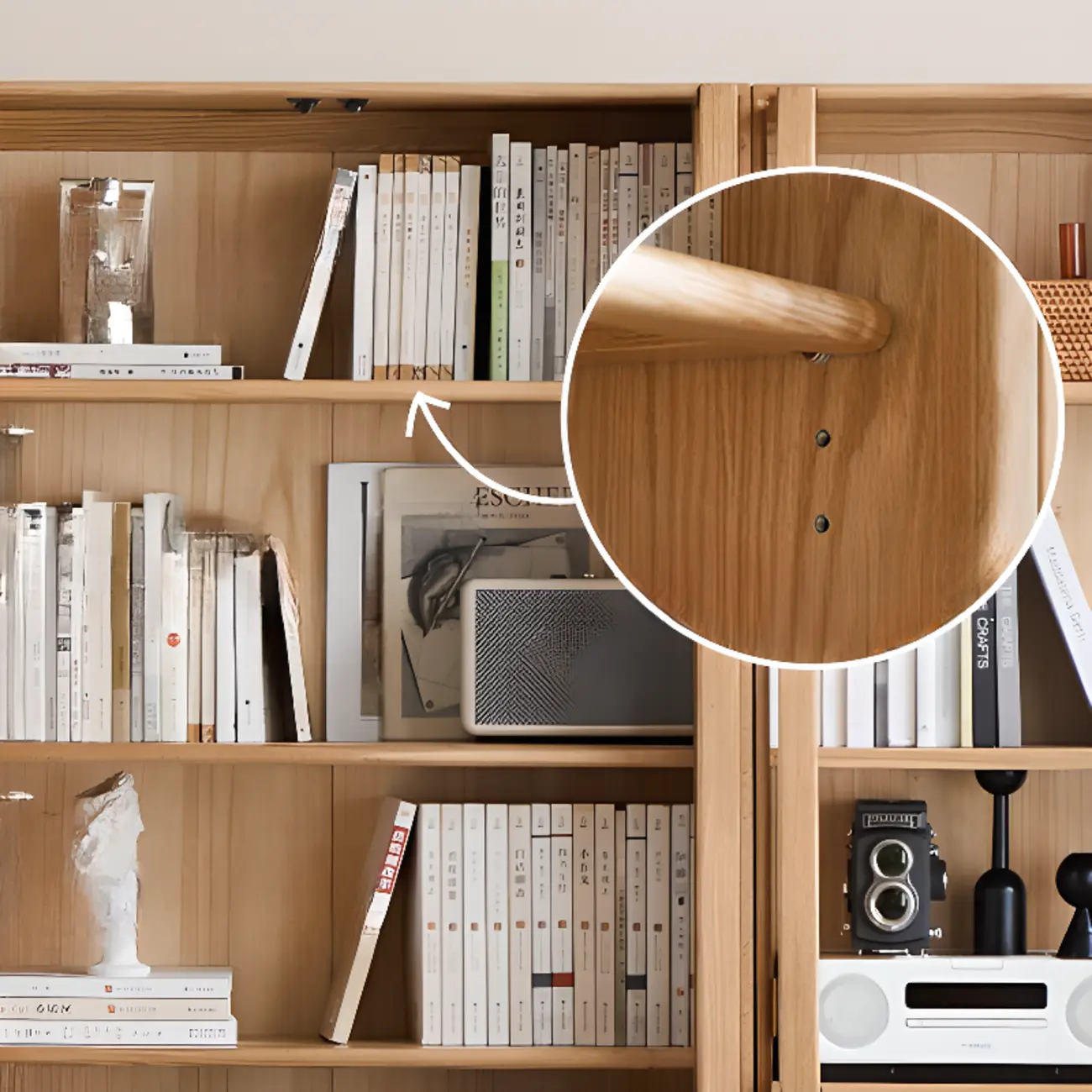 Rectangle Wood Bookcase with Glass Doors for Office Image - 5 | homeyfad