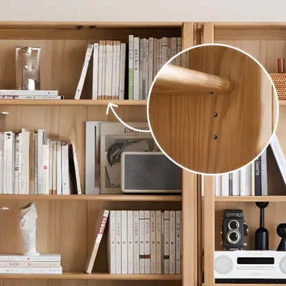 Rectangle Wood Bookcase with Glass Doors for Office Image - 5