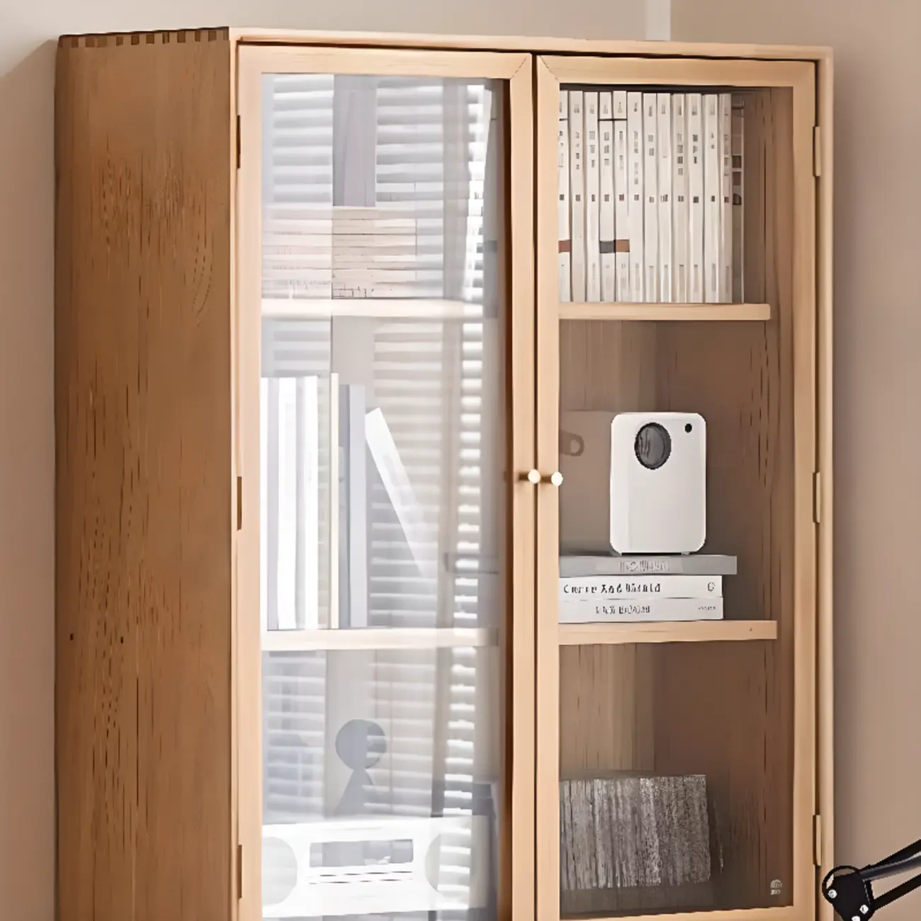Rectangle Wood Bookcase with Glass Doors for Office Image - 7 | homeyfad