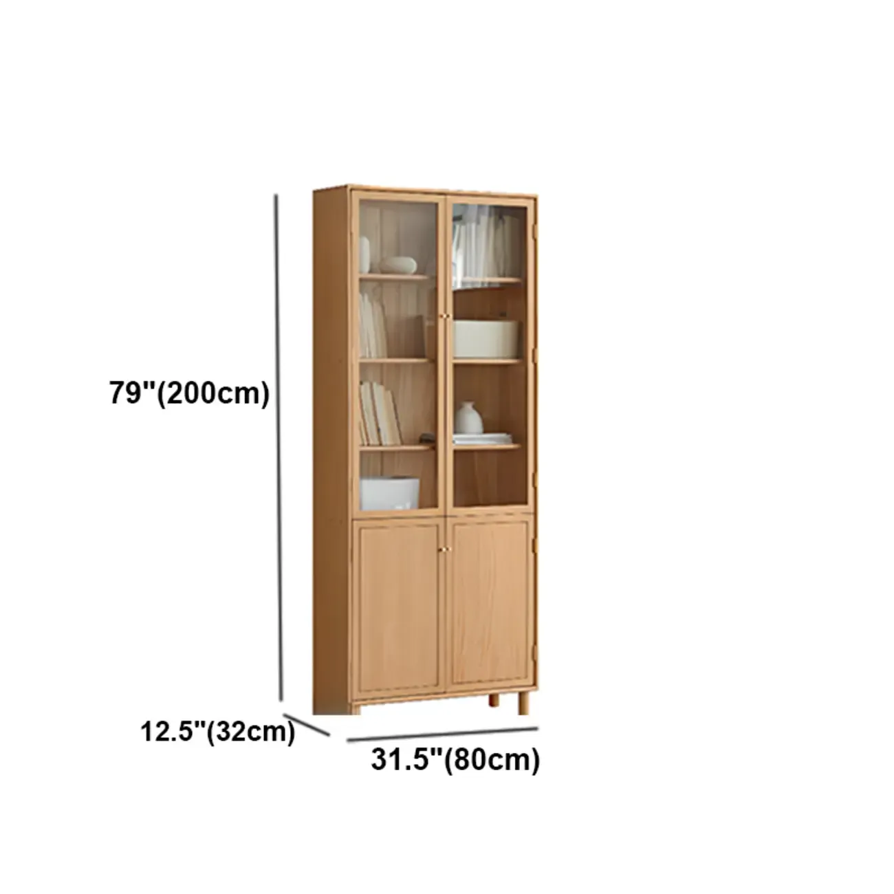 Rectangle Wood Bookcase with Glass Doors for Office Image - 10