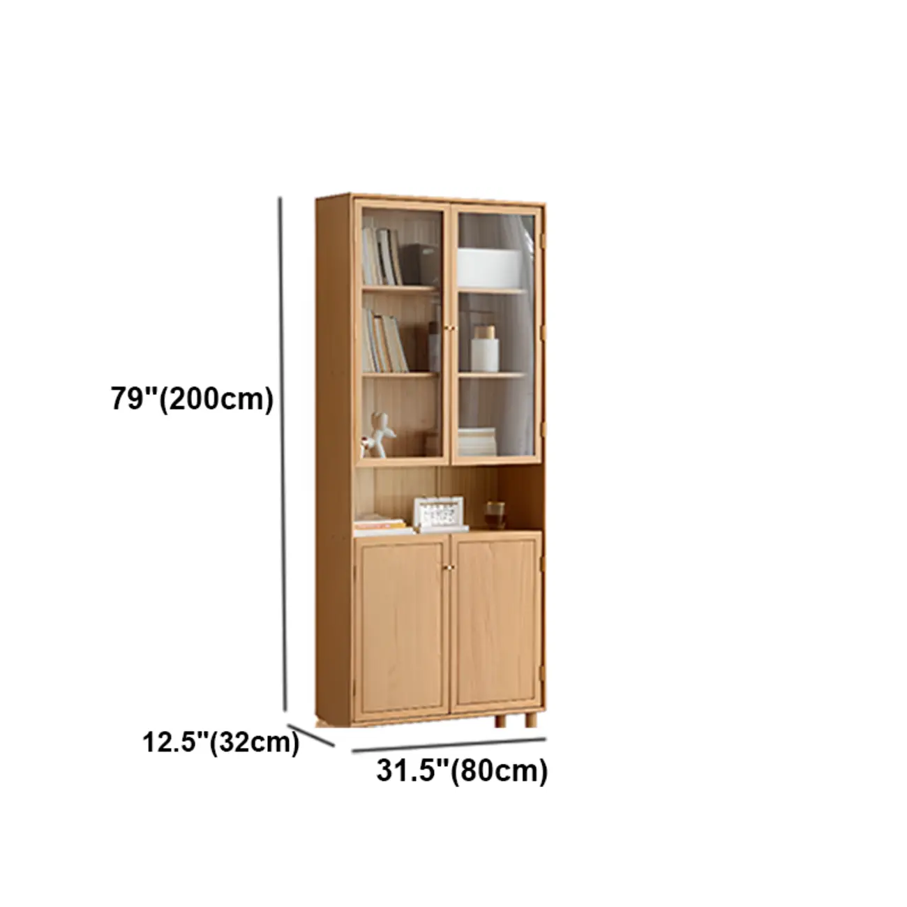Rectangle Wood Bookcase with Glass Doors for Office Image - 11 | homeyfad