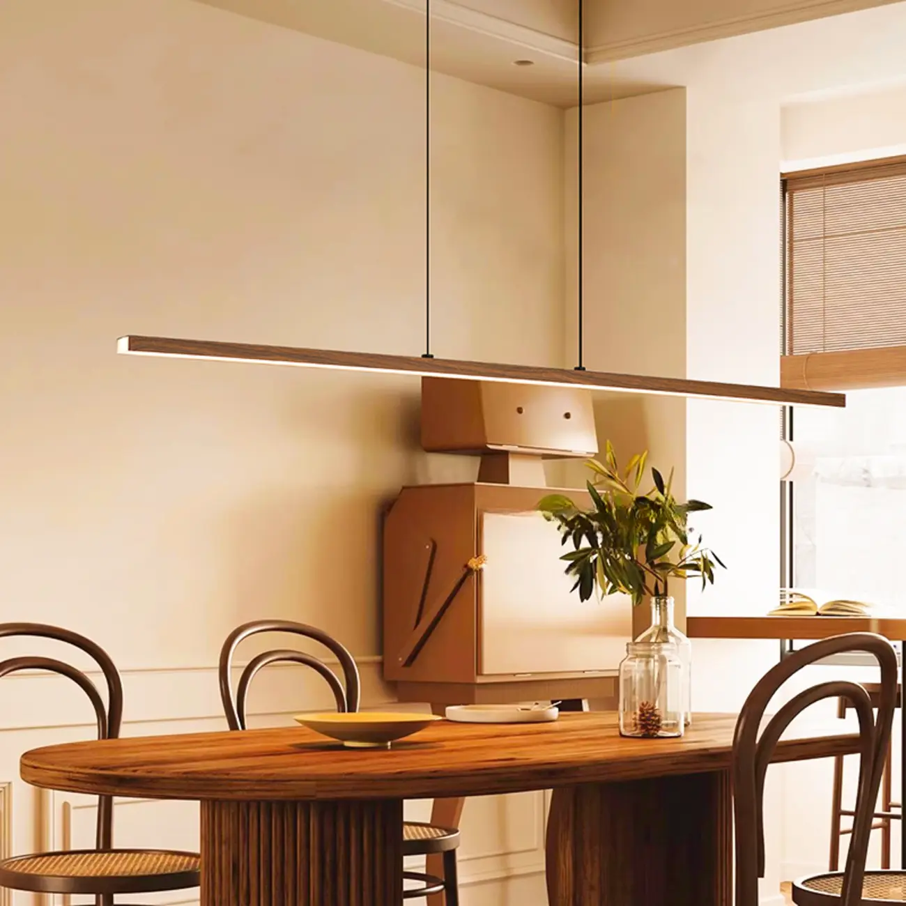 Modern Walnut LED Island Light for Kitchen High Ceilings | homeyfad