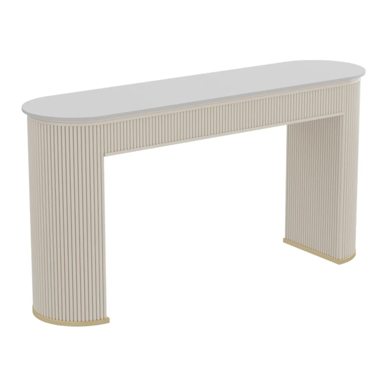 Modern White Stone Oblong Ribbed Iron Dual-Base Bar Tables Image - 5 | homeyfad