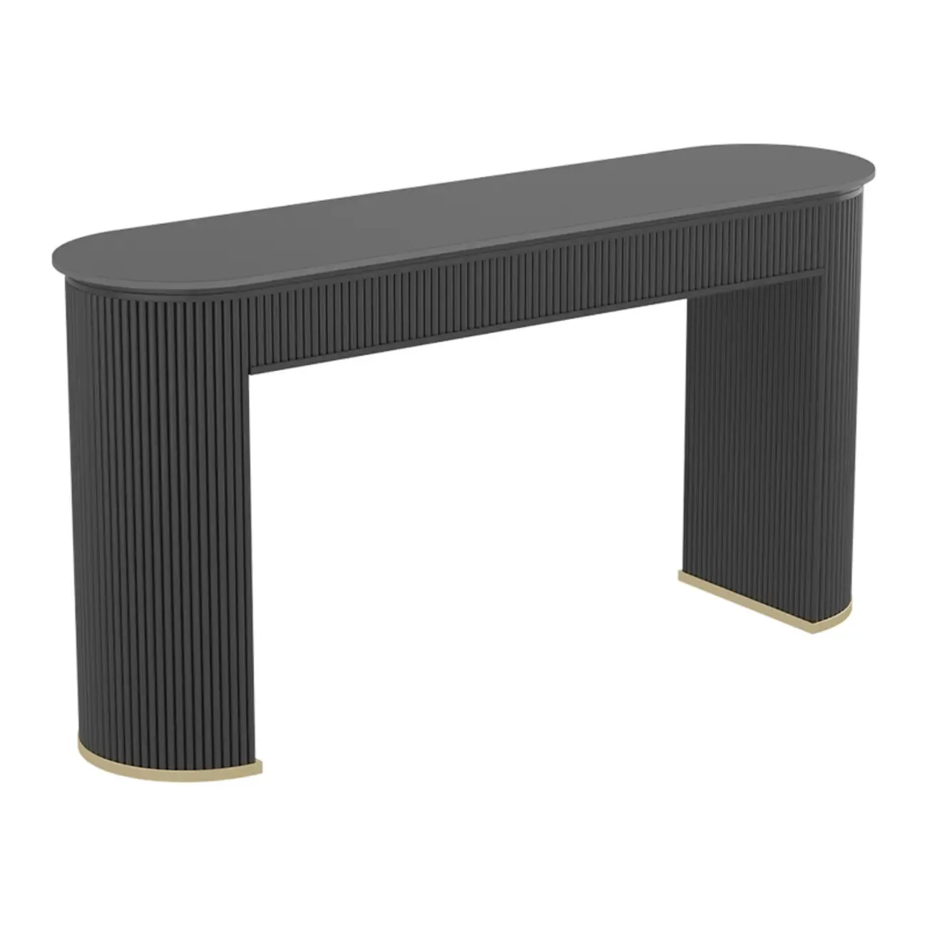 Modern White Stone Oblong Ribbed Iron Dual-Base Bar Tables Image - 9