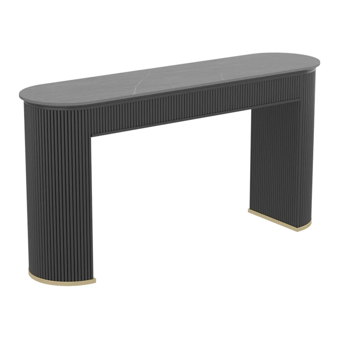 Modern White Stone Oblong Ribbed Iron Dual-Base Bar Tables Image - 11 | homeyfad